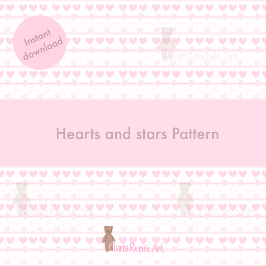 Patrón corazones y estrellas