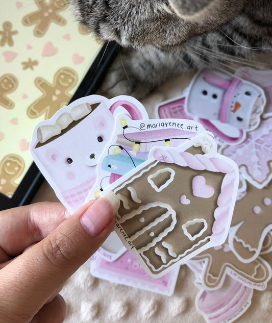 Paquete de stickers Navidad rosa