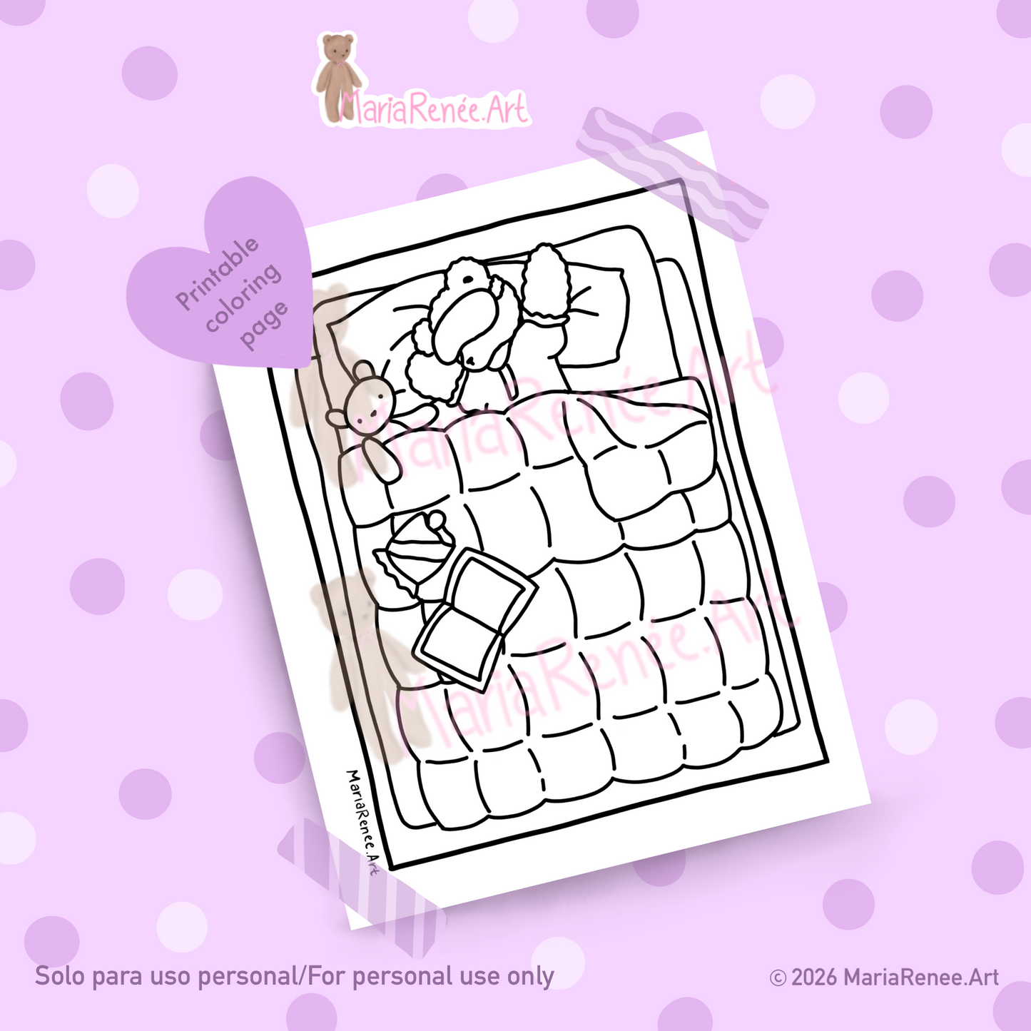 Hoja para colorear “Nap time” para imprimir