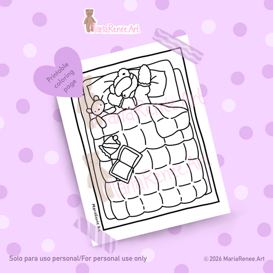 Hoja para colorear “Nap time” para imprimir