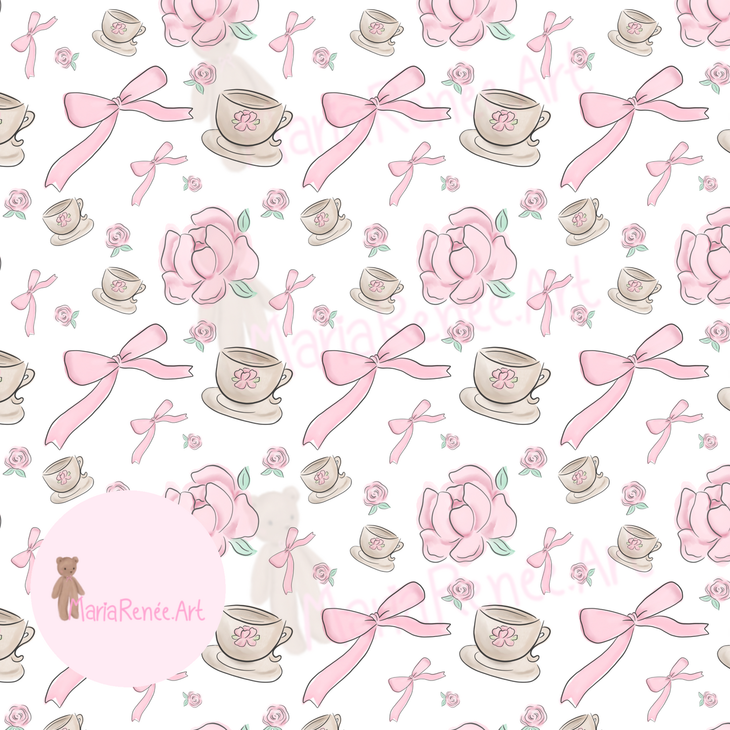 Patrón flores y té