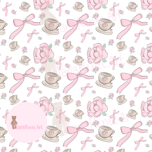 Patrón flores y té