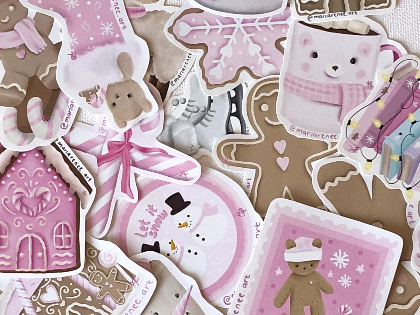 Paquete de stickers Navidad rosa